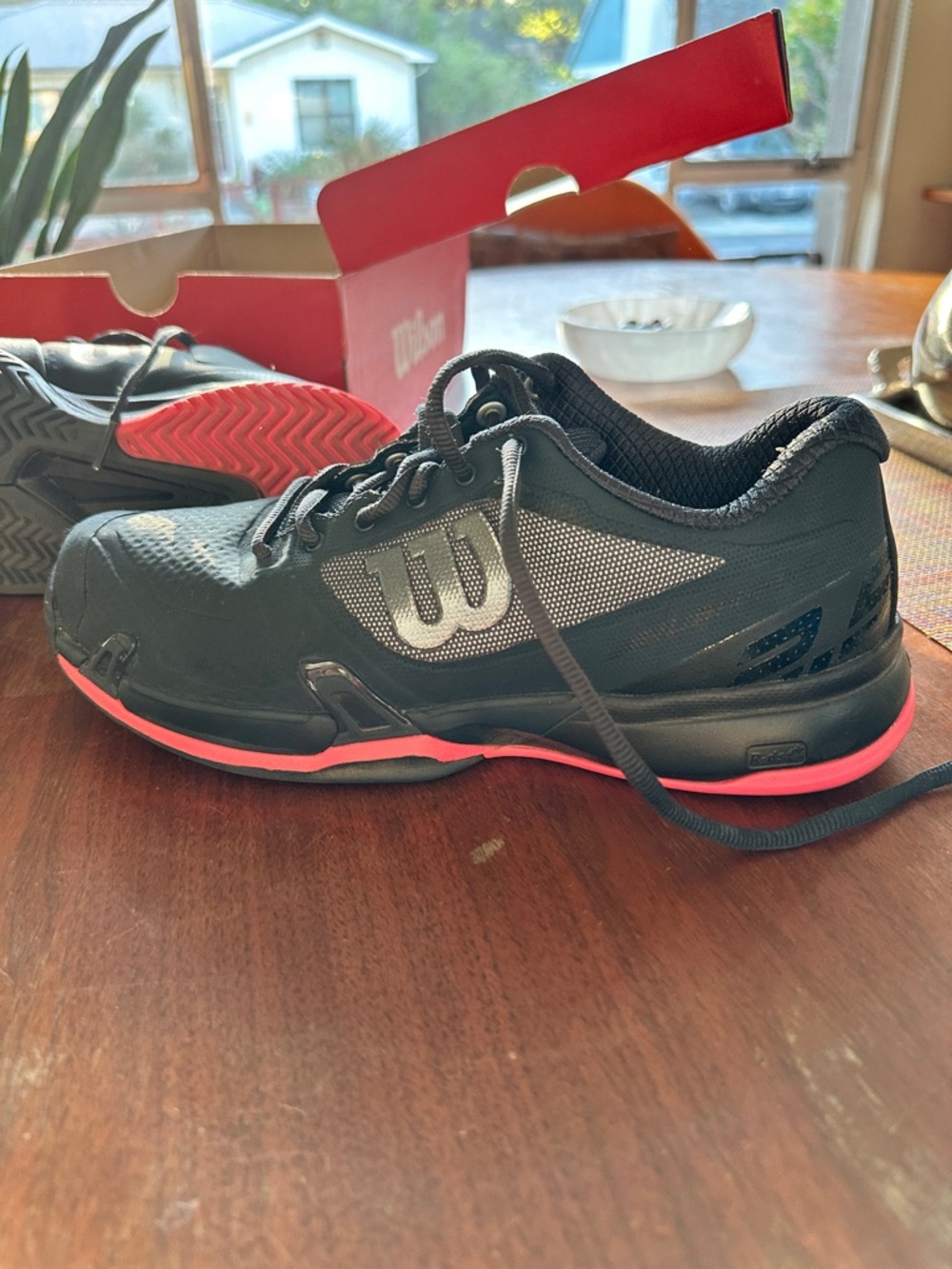 Wilson Women's Black Athletic Tennis Shoes with Pink Trim